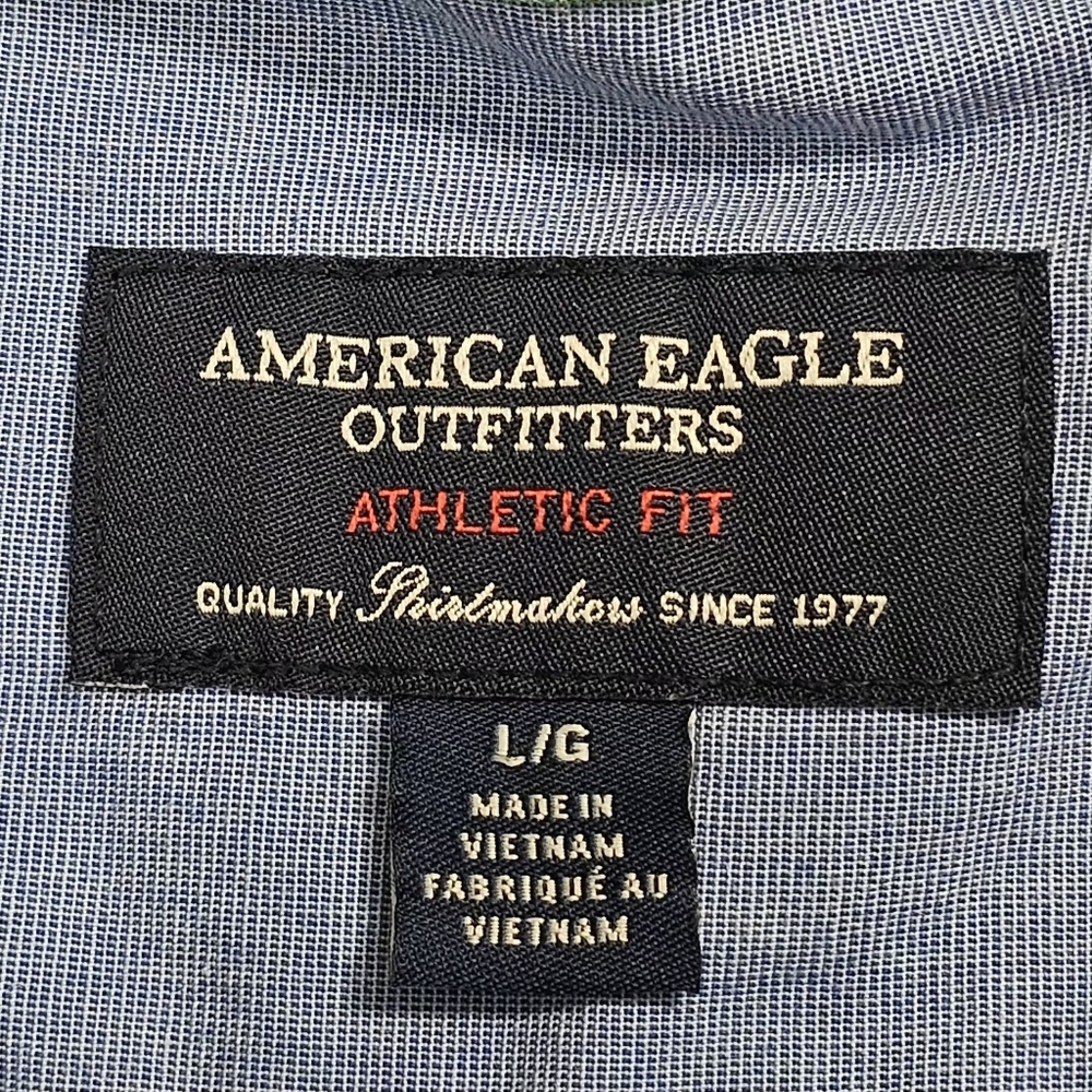 American Eagle Men’s Athletic Fit Plaid Button-Down Shirt – Size Large - Picture 5 of 10